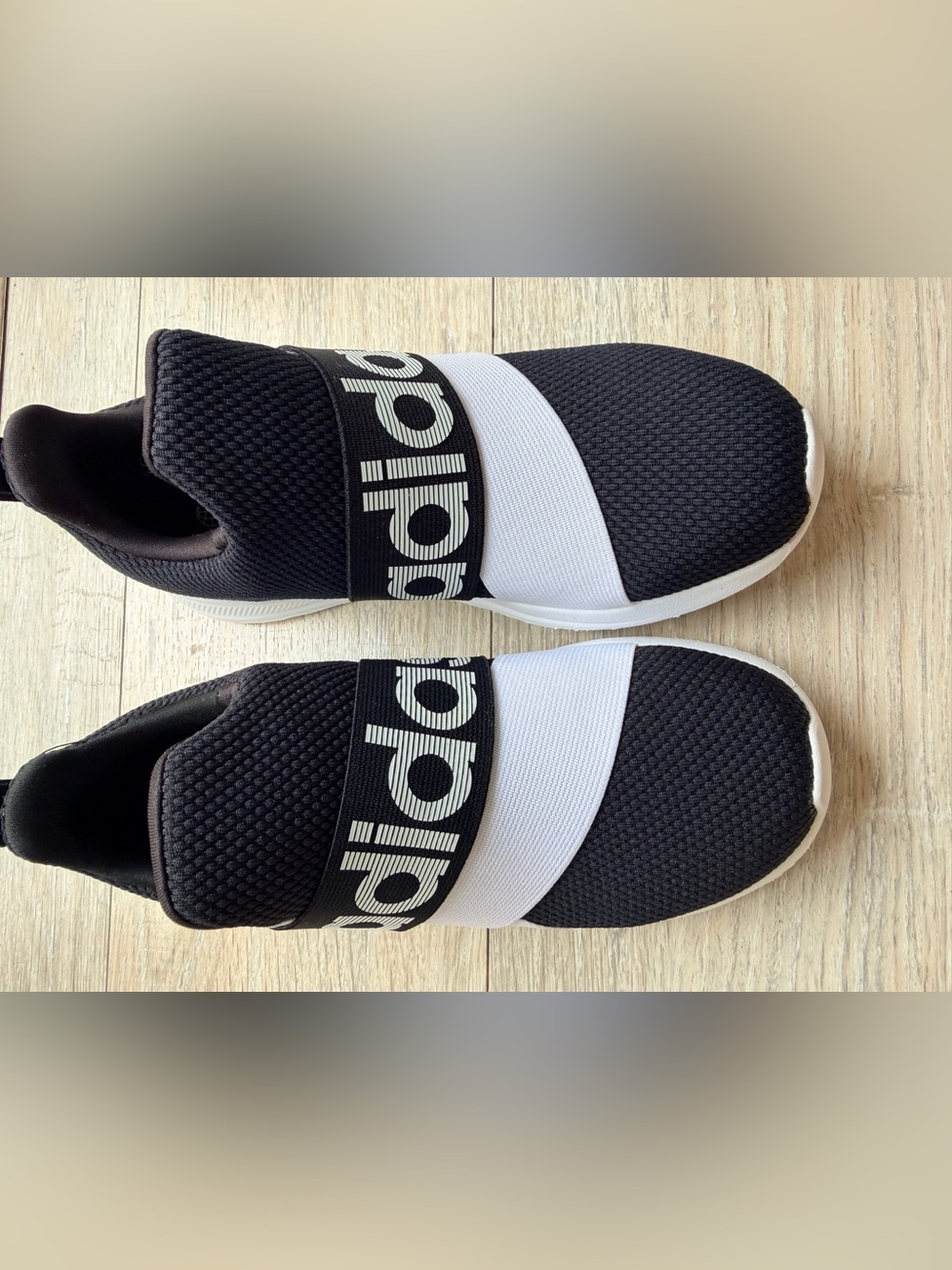 adidas Women’s Black & White Slip-On Sock Sneakers with Logo Strap